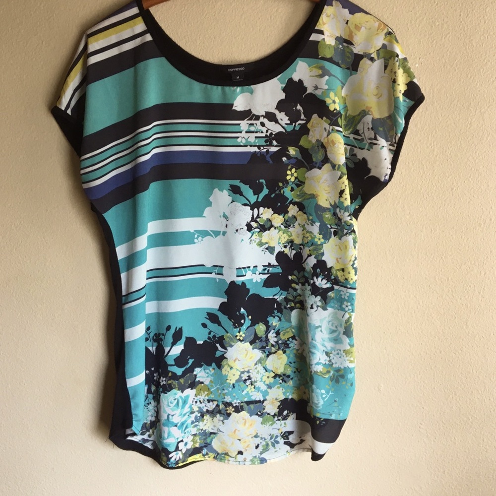 Espresso Cap Sleeve Floral Tee